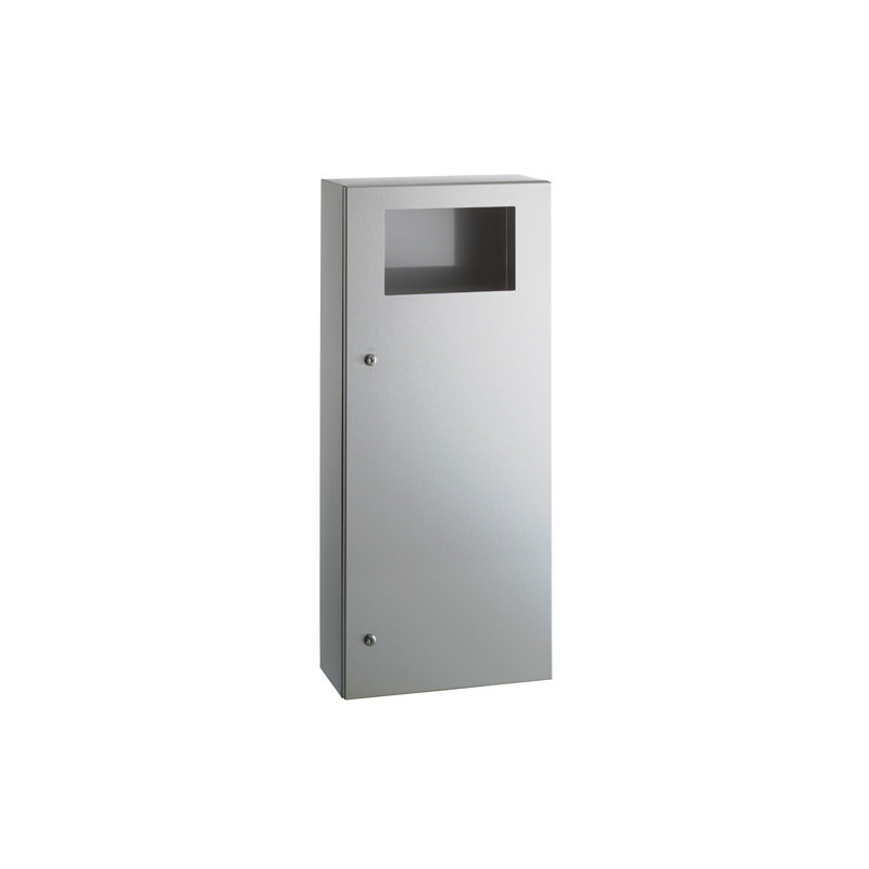 Photo Waste bin collectivities stainless steel with frontal opening lock and key BO-35649