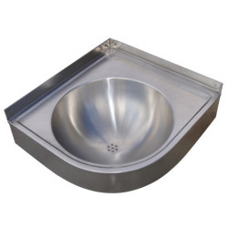 Miniature-0 Corner wash basin stainless steel with back splash 40 mm LM-111-G