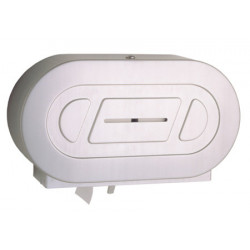 Surface-mounted twin jumbo-roll toilet roll dispenser grand capacity