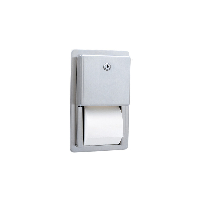 Photo Recessed double toilet paper roll holder in stainless steel BO-3888