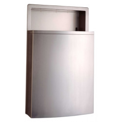 Recessed waste receptacle design in stainless steel