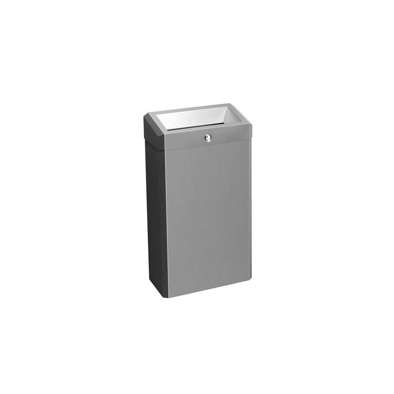 Photo Waste receptacle ELITE stainless steel brushed wall or floor mounted with lid MKS-101