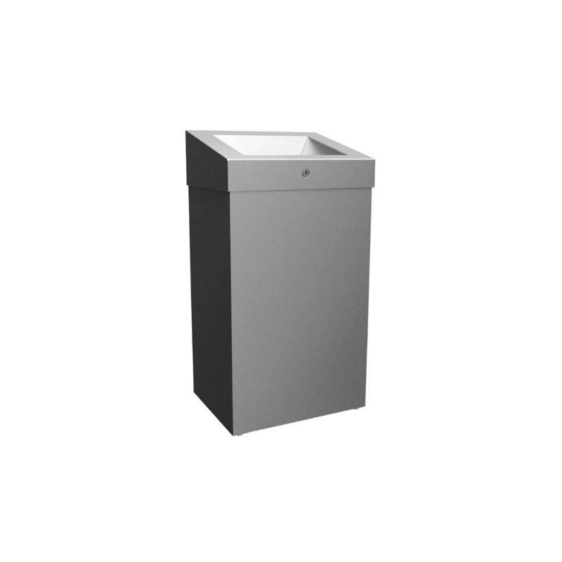 Photo Stainless steel waste bin grand capacity wall or floor mounted ELITE with cover and lock MKS-102
