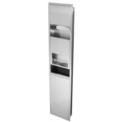 Recessed combination 3in1 paper towels, electric hand dryers and waste receptacle stainless steel