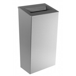 Waste bin conical in stainless steel 30 L to be placed or mural with open cover