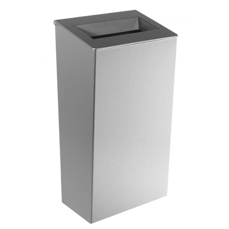 Photo Waste bin conical in stainless steel 30 L to be placed or mural with open cover DI-820