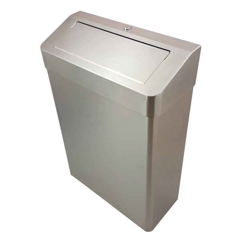 Photo Waste receptacle PUSH  lid on flor or wall stainless steel 25 L AS-356