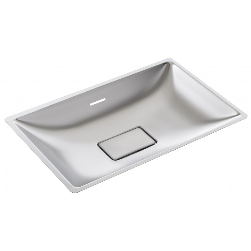 Photo Rectangular vanity bowl to be recessed stainless steel invisible plug LM-365-S
