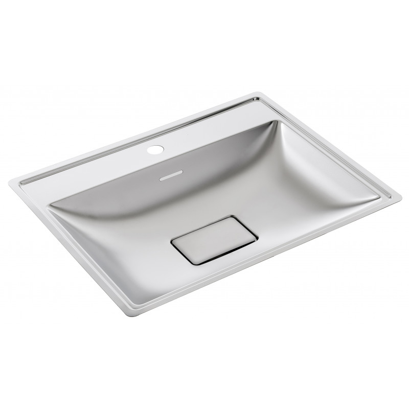 Photo Recessed vanity bowl design stainless steel rectangular with faucet space LM-375-S
