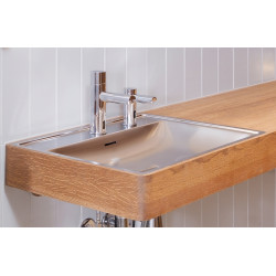 Miniature-1 Recessed wash basin rectangular stainless steel with space for faucets LM-375-S
