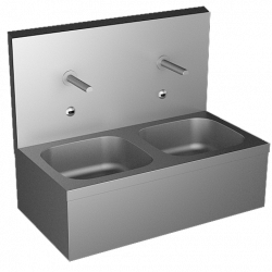 Double wash basin sinks automatic stainless steel for collectivities