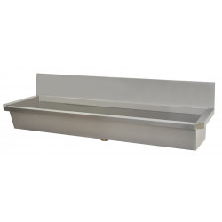 Collective wash basin stainless steel with back splash INTER-8-D for wall faucets