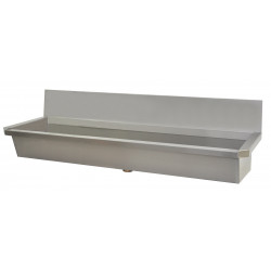 Lavabo collectivités inox avec dosseret INTER-8-D pour robinetterie murale