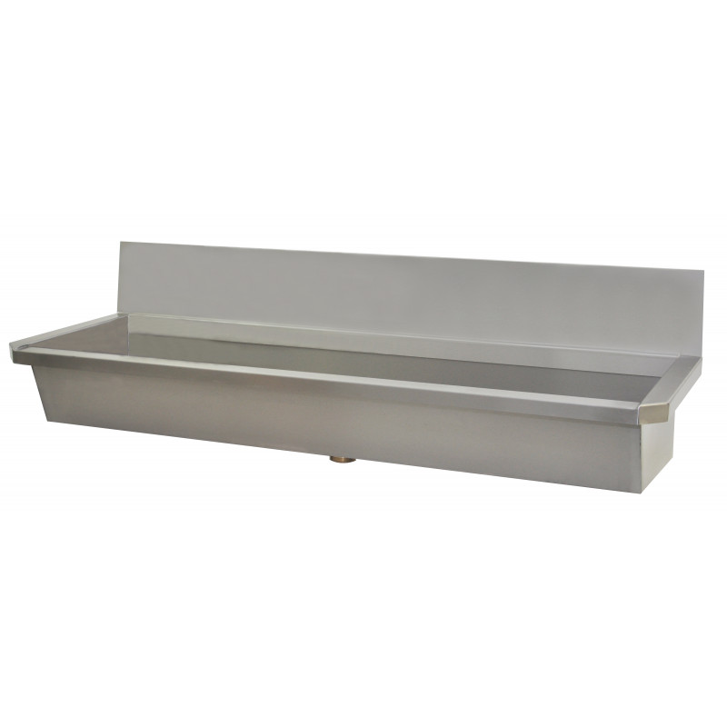 Photo Collective wash basin stainless steel with back splash INTER-8-D for wall faucets INTER-8-60-D