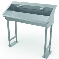 Collective wash basin self standing on foot stainless steel