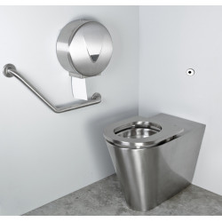 Miniature-1 Toilet stainless steel extended to be floor stood accessible all public, with option toilet lid stainless steel IN-005-H