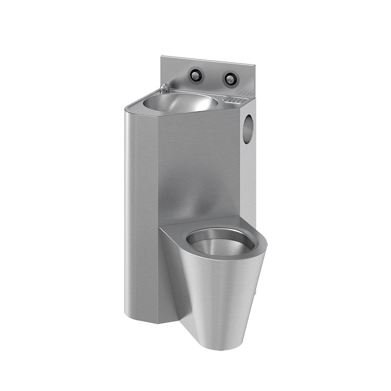 Photo Wash basin and WC combination floor standing fixation wall mounted stainless steel IN-3013