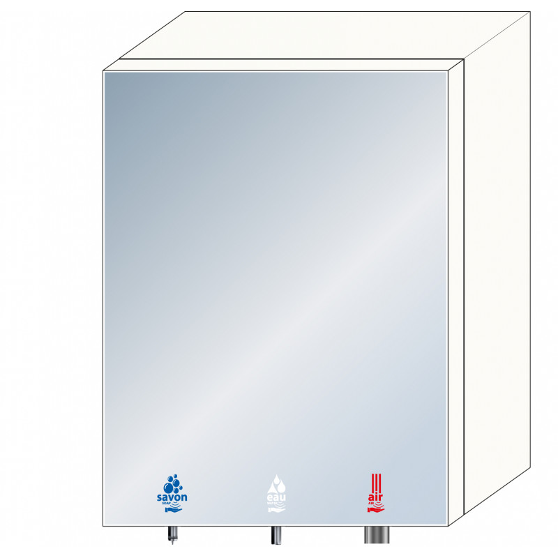 Photo Meuble haut miroir 3 en 1 savon, eau et air pour lavabo en collectivités RES-850