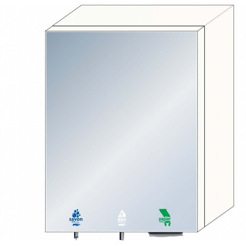 Photo High mirror unit 3 in 1 soap, water and paper towel dispenser RES-850P